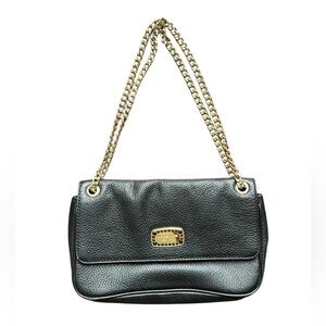 Michael Kors Jet Set Chain Black Leather Small Shoulder Flap Bag Black
